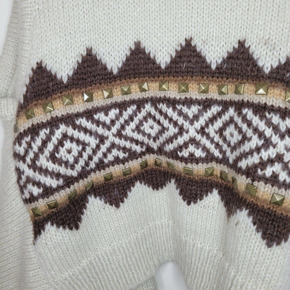 Eternal Sunshine Creations Cardigan Vest Womens Medium Beige Mohair Southwest View 6